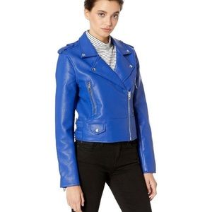 Blank NYC Cobalt Blue Faux Leather Jacket Sz S